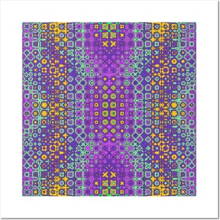 Violet and Blue Mandala style Pattern Posters and Art